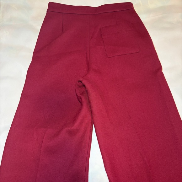 Sezane- Marino Trousers Burgundy High Waisted Pants Size FR 38/ US Medium - Picture 7 of 10